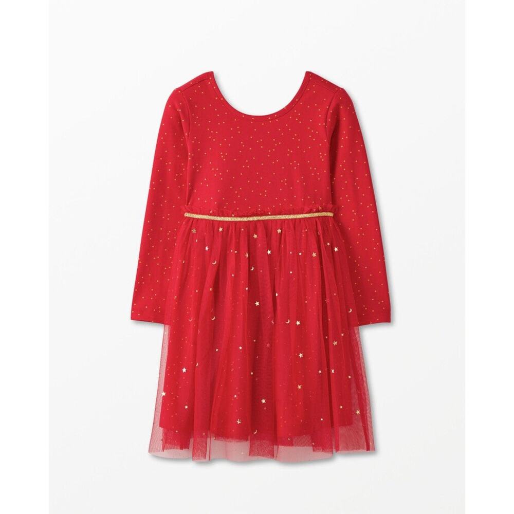 Hanna Andersson Girls' Red Shimmer Tulle Skater Dress Size 8
